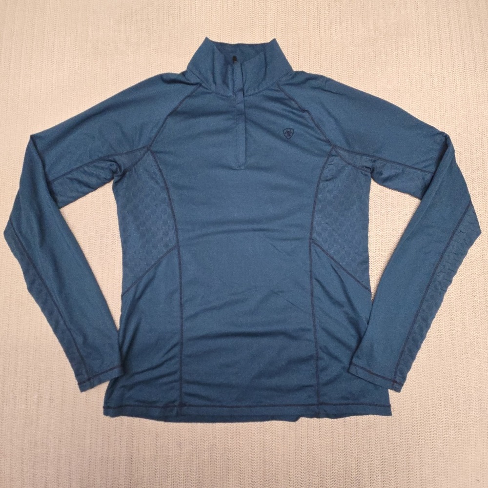 Ariat Shirt Womens Large Blue Lowell 2.0 1/4 Zip Mock Neck Long Sleeve AriatTEK